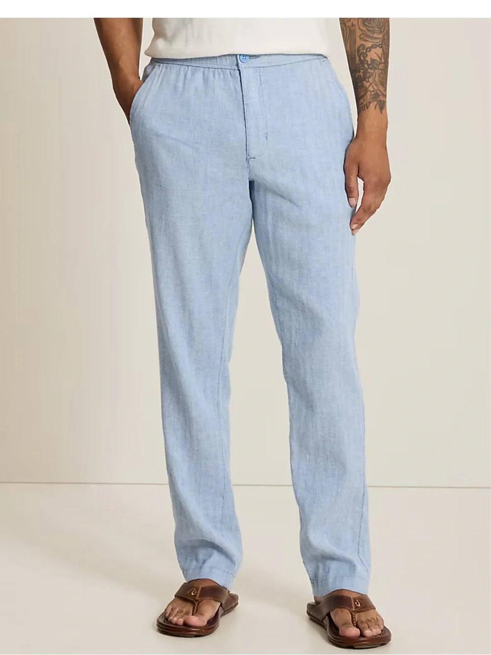 Tommy Bahama Light Blue Beach Coast Stretch-Linen E-Waist Pants